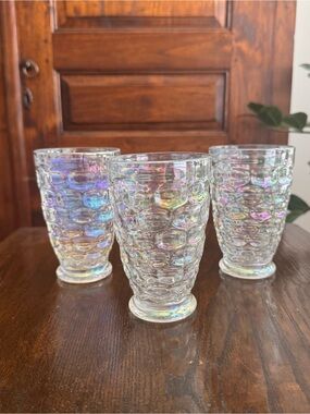 Federal Glass Colonial Iridescent Tumblers Vintage